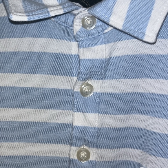 Bannna Republic Performance Pique Sky Blue Striped Casual Polo Collar Shirt - Picture 4 of 9